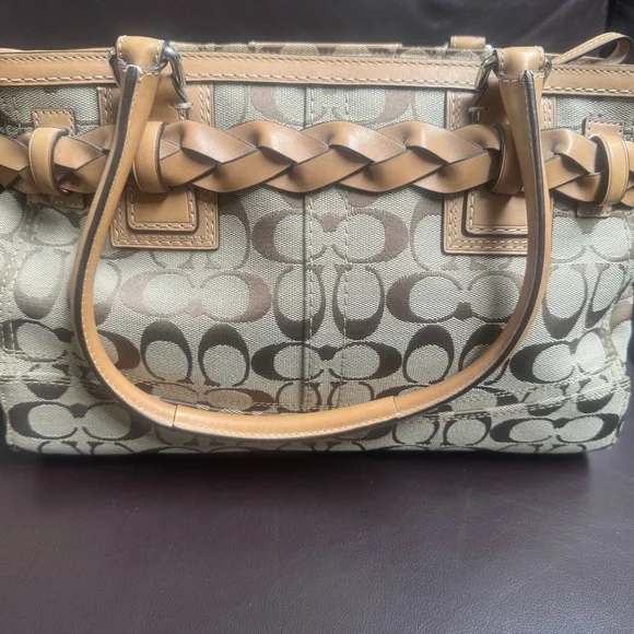 Coach Tan and Brown Signature Satchel - Picture 3 of 8
